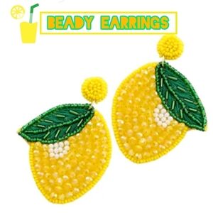 [NWT] Handmade Beady Motif Earrings LEMONS [Sold Out Item]